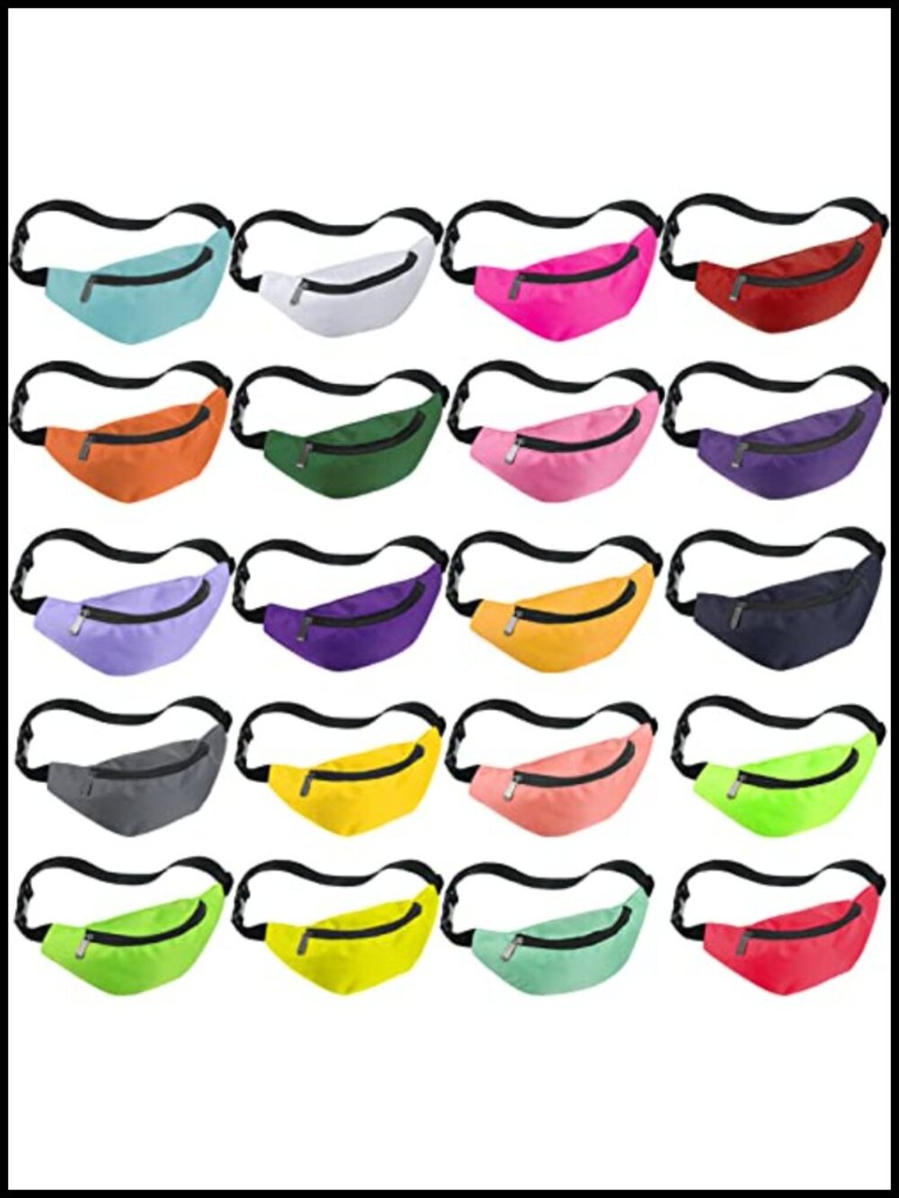 20 Pack Oxford Cloth Neon Fanny Packs Adjustable Waist Bags Running